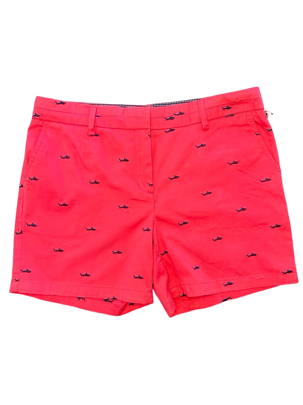 British Khaki coral shark embroidered chino shorts southern preppy vacay NWT 14